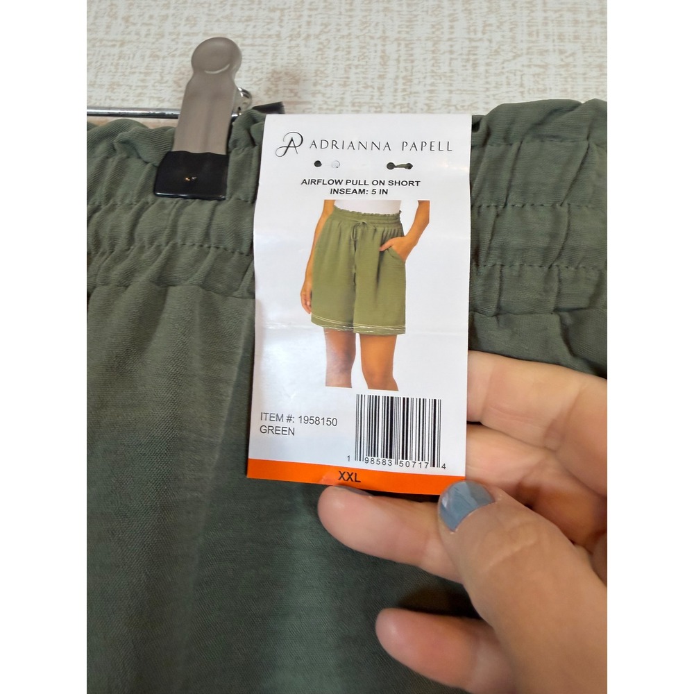 NWT Adrianna Papell Womens Airflow Pull On Shorts Green XXL High Rise Cruise - Picture 5 of 8